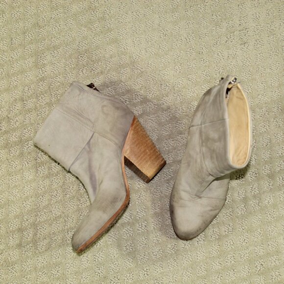 Rag & Bone Newbury Size 37 / 7 Grey Nubuck Leather 3.5" Heeled Ankle Boots - Picture 1 of 9
